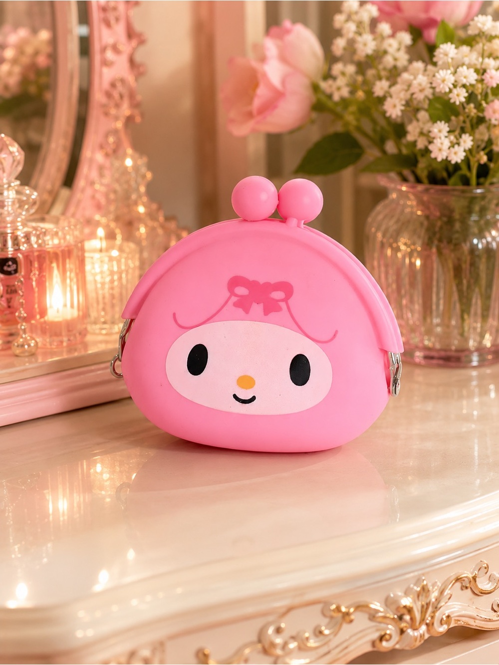 My Melody Pink Silicone Coin Purse Wallet NWT